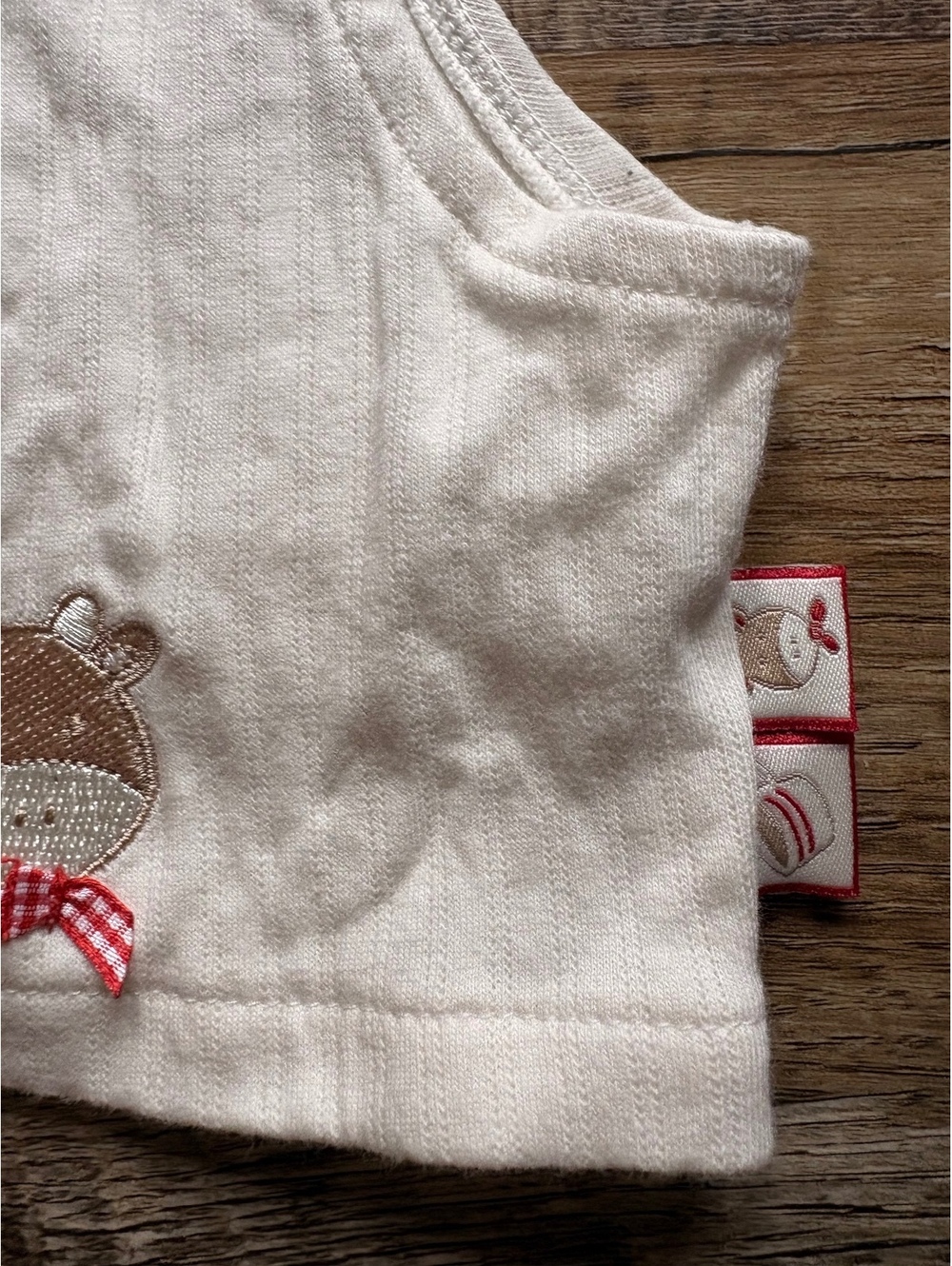 Baby Vest Size Large 6/9 Months White Cotton with Cute Animal Embroidery - Picture 2 of 4